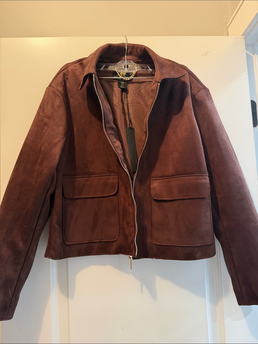 House of Harlow 1960 Brown Suede Zip Shirt Jacket